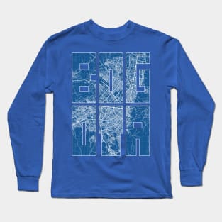 Bogota, Colombia City Map Typography - Blueprint Long Sleeve T-Shirt